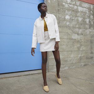 Ali Golden Canvas Cropped Jacket - Bone Size Medium